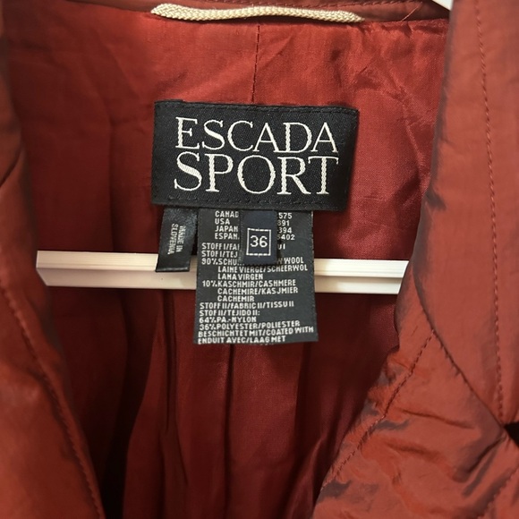 Escada Sport Quilted Wool & Cashmere Blazer Jacket – Rust Red, Size 36 (Small) - Picture 4 of 8